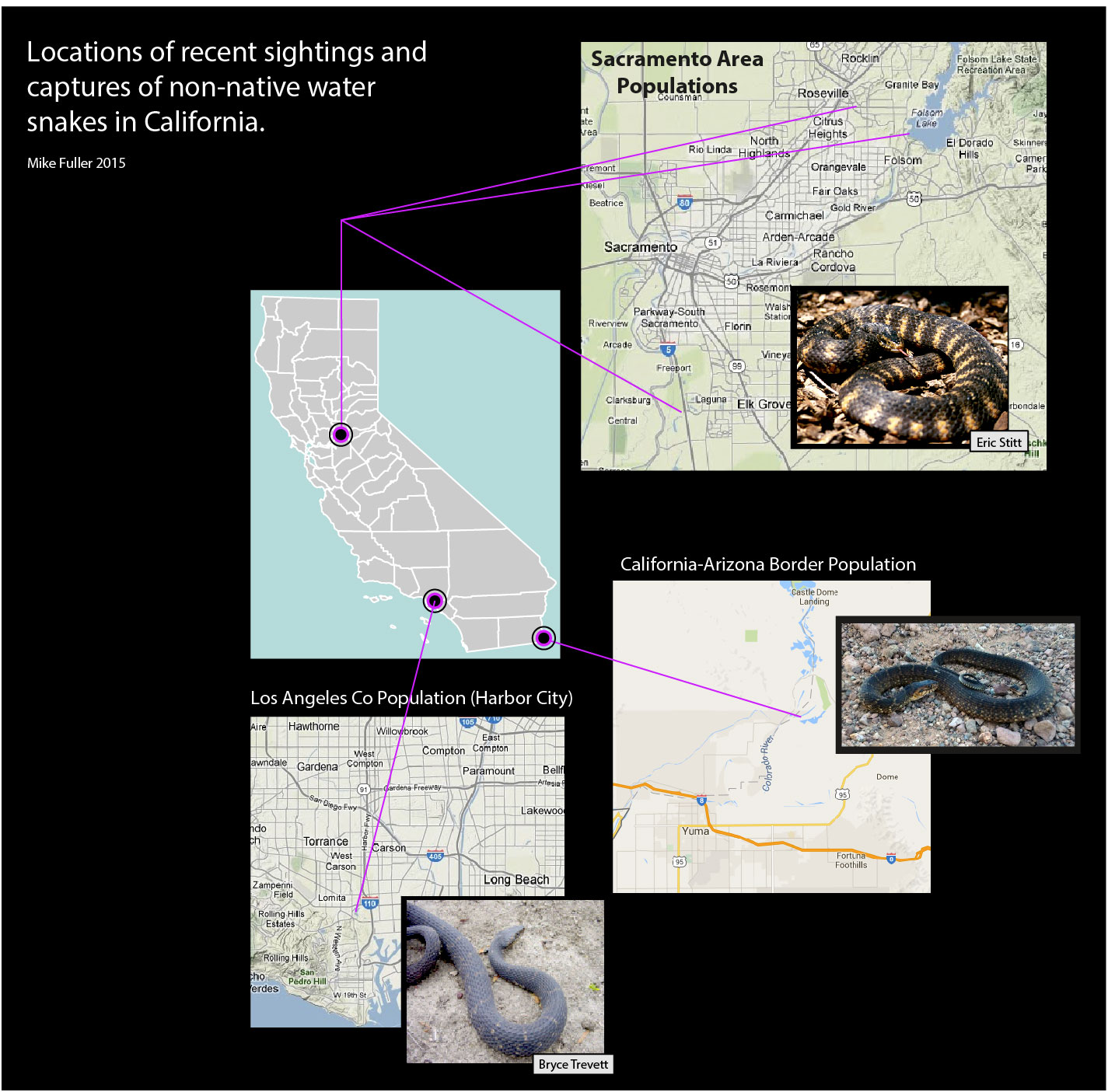 map of water snakes populations